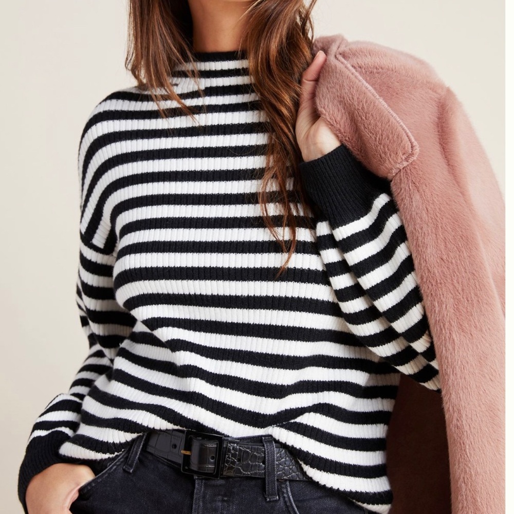 Anthropologie Sydney Striped Ballon Sweater Size L